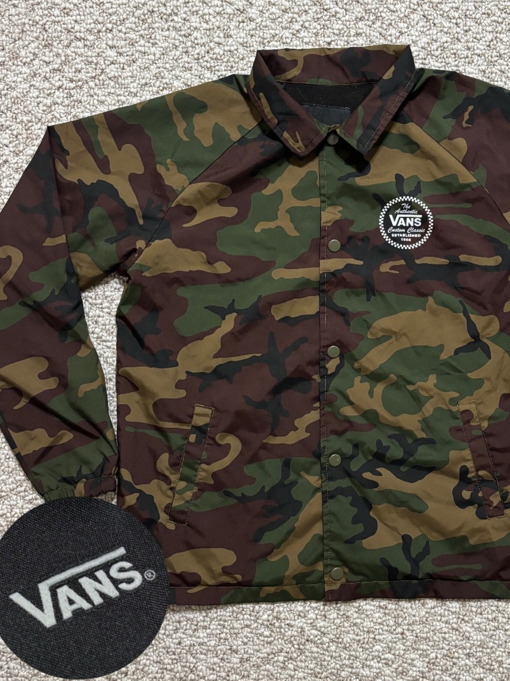 Vans Camo Coaches Jacket Boys Youth Large Fleece Lined